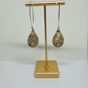Handmade Tan Stone Drop Earrings